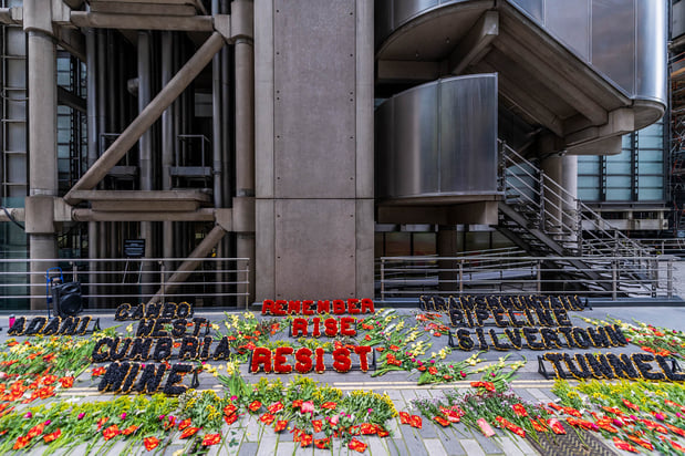 Coal Action Network hosts ‘climate justice memorial’ outside Lloyd’s HQ